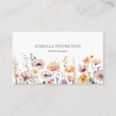 Boho Watercolor Wildblume Florist Designer Visitenkarte (Vorderseite)
