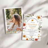 Boho Watercolor Wildblume Foto Graduation Party Einladung
