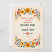 Boho Watercolor Wildblume Hochzeit Einladung (Rückseite)