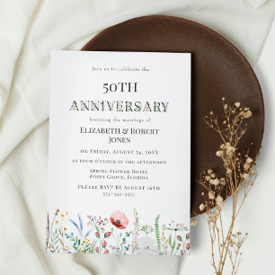 Boho Watercolor Wildblume Hochzeitstag Einladung