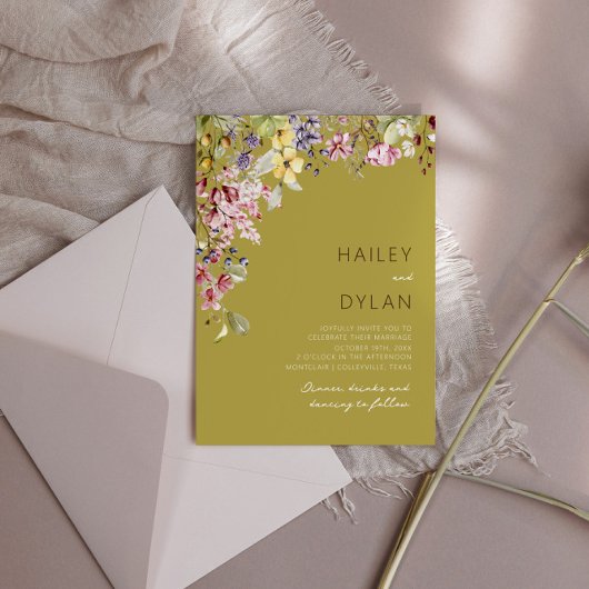 Boho Watercolor Wildblume Meadow Wedding Einladung