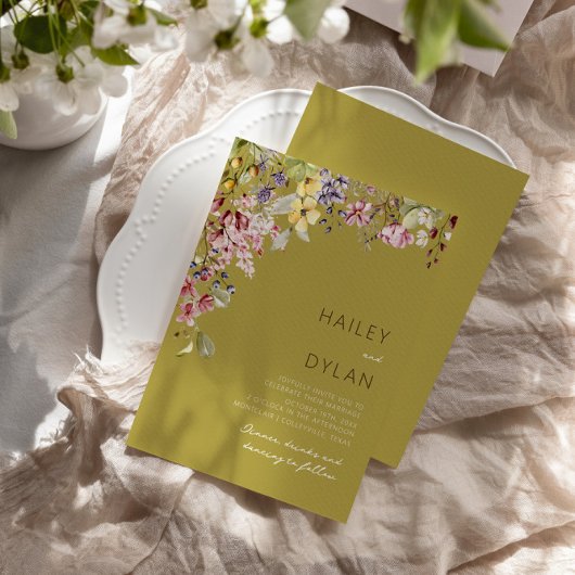 Boho Watercolor Wildblume Meadow Wedding Einladung