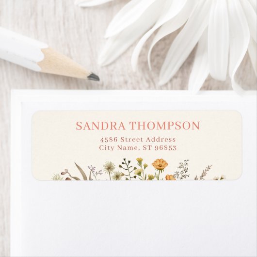 Boho Watercolor Wildblume Rücksendeadresse (Insitu)