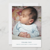 Boho Watercolor Wildblume Simple Baby Foto Dankeskarte (Vorderseite)