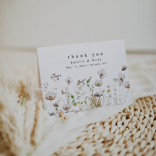 Boho Watercolor Wildblume Wedding Danke Card