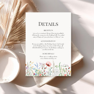 Boho Watercolor Wildblume Wedding Details Einladung