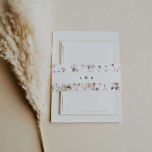 Boho Watercolor Wildblume Wedding Einladungsbanderole