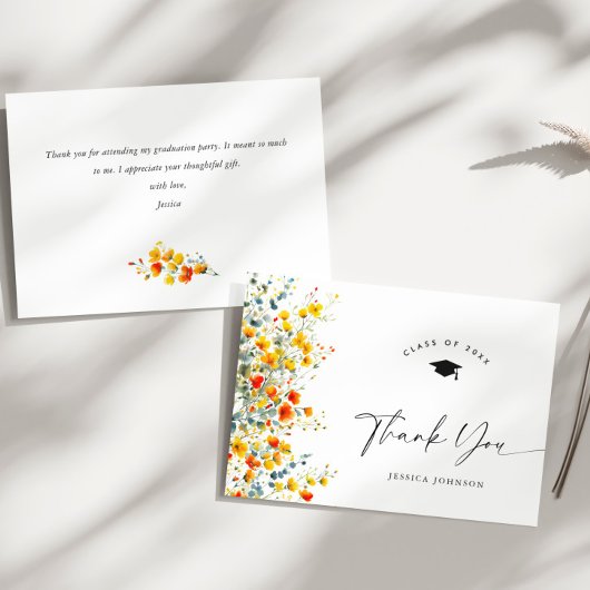 Boho Watercolor Wildblumen Abschluss Dankeskarte