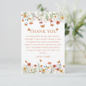 Boho Watercolor Wildblumen Babydusche Danke (Stehend Vorderseite)