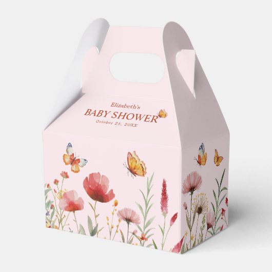 Boho Watercolor Wildblumen Babydusche Geschenkschachtel (Vorderseite)