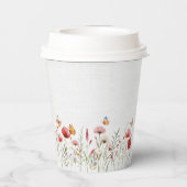 Boho Watercolor Wildblumen Babydusche Pappbecher (Rückseite)