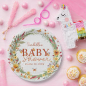 Boho Watercolor Wildblumen Babydusche Pappteller (Party)