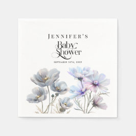 Boho Watercolor Wildblumen Babydusche Serviette