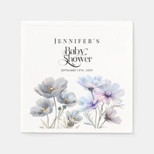 Boho Watercolor Wildblumen Babydusche Serviette