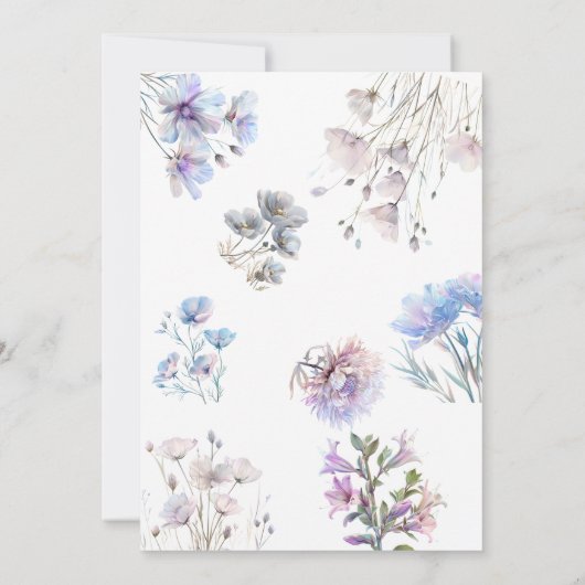 Boho Watercolor Wildblumen Brautparty Einladung (Rückseite)