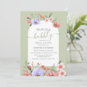 Boho Watercolor Wildblumen Brautparty Einladung (Stehend Vorderseite)