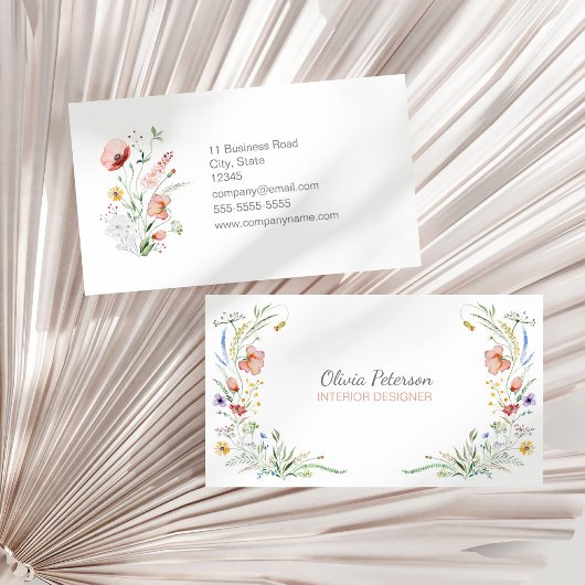Boho Watercolor Wildblumen Business Card Visitenkarte