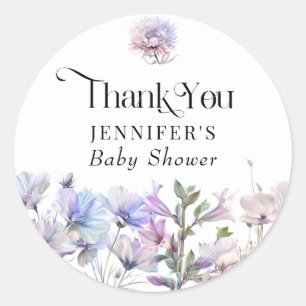 Boho Watercolor Wildblumen Danke Favor Runder Aufkleber