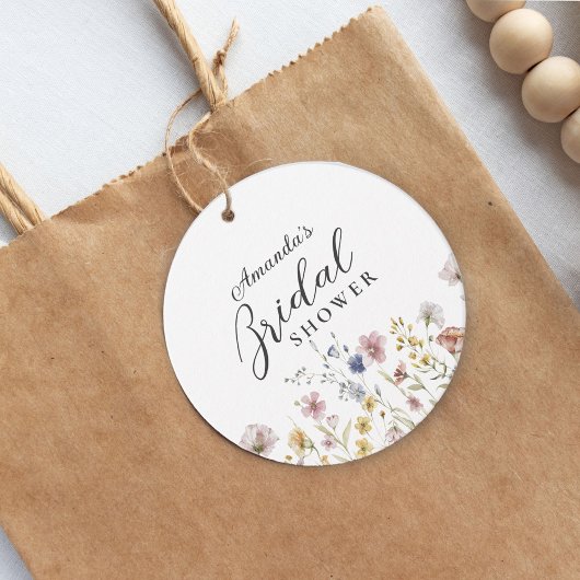 Boho Watercolor Wildblumen Floral Brautparty Geschenkanhänger