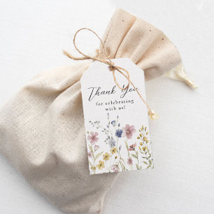 Boho Watercolor Wildblumen Floral Vielen Dank Geschenkanhänger