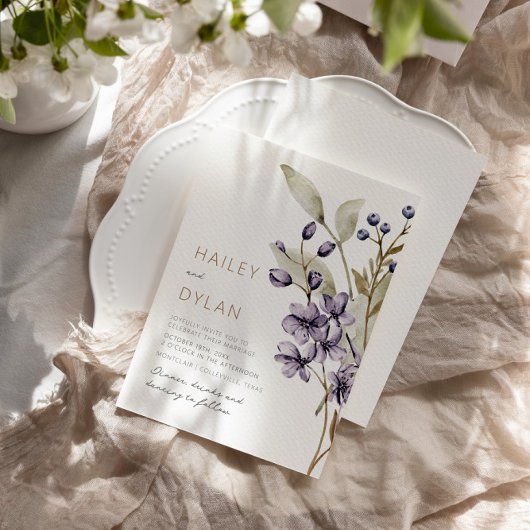 Boho Watercolor Wildblumen Hochzeit Einladung