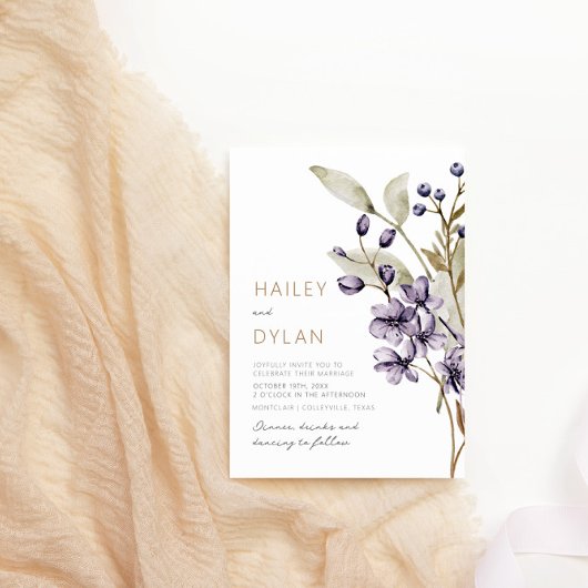 Boho Watercolor Wildblumen Hochzeit Einladung