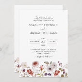 Boho Watercolor Wildblumen Hochzeit Einladung (Vorne/Hinten)