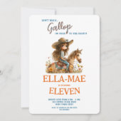 Boho Watercolor Wildblumen Horse Girl Einladung (Vorderseite)