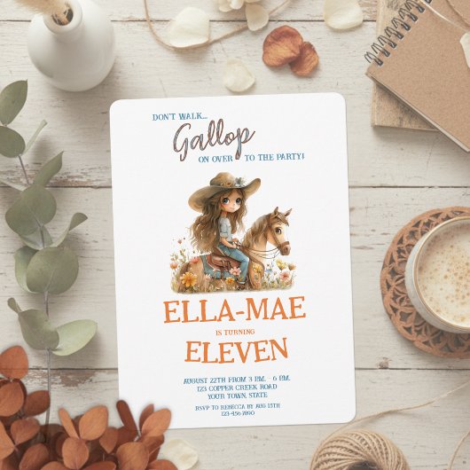 Boho Watercolor Wildblumen Horse Girl Einladung