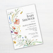 Boho Watercolor Wildblumen Kinderdusche Einladung