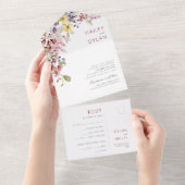 Boho Watercolor Wildblumen Meadow Wedding All In One Einladung (Abreißen)