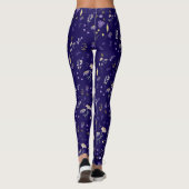 Boho Watercolor Wildblumen Navy  Leggings (Rückseite)