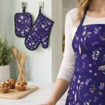 Boho Watercolor Wildblumen Navy 