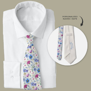 Boho Watercolor Wildblumen Neck Tie Krawatte