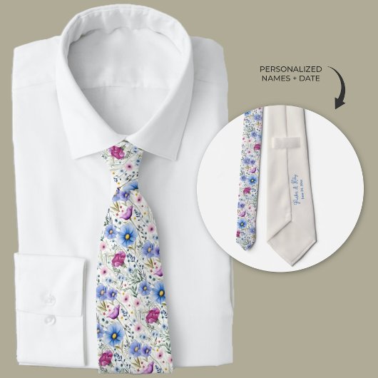 Boho Watercolor Wildblumen Neck Tie Krawatte