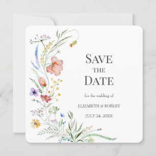 Boho Watercolor-Wildblumen Save the Date Karte
