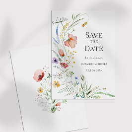 Boho Watercolor-Wildblumen Save the Date Karte