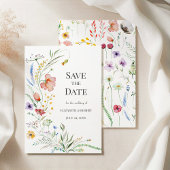 Boho Watercolor-Wildblumen Save the Date Karte