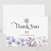 Boho Watercolor Wildblumen Vielen Dank Dankeskarte (Vorne/Hinten)