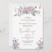 Boho Watercolor Wildblumen Violet Green Wedding Einladung (Vorderseite)