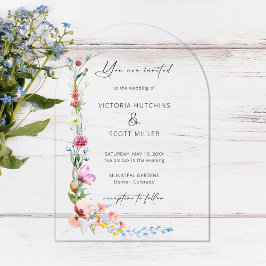 Boho Watercolor Wildflower Calligraphy Wedding Acryleinladungen