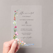 Boho Watercolor Wildflower Calligraphy Wedding Acryleinladungen (Insitu (Handheld))