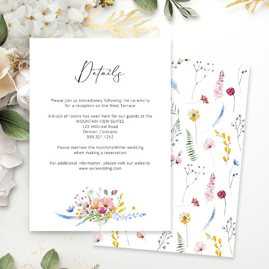 Boho Watercolor Wildflower Calligraphy Wedding Begleitkarte
