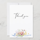 Boho Watercolor Wildflower Calligraphy Wedding Dankeskarte (Vorderseite)