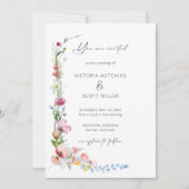 Boho Watercolor Wildflower Calligraphy Wedding     Einladung (Vorderseite)