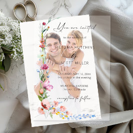 Boho Watercolor Wildflower Calligraphy Wedding Pergament Einladungen
