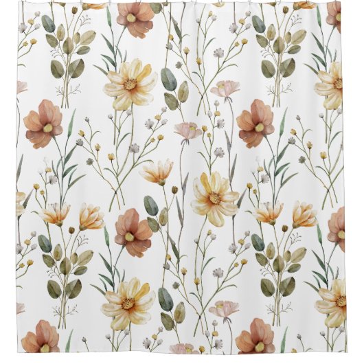 Boho Watercolor Wildflower Duschvorhang (Vorderseite)