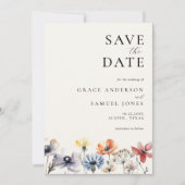 Boho Watercolor Wildflower Floral Wedding Save The Date (Vorderseite)