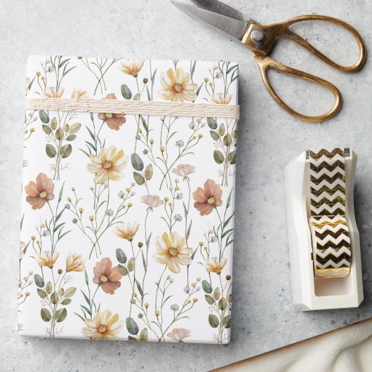 Boho Watercolor Wildflower Geschenkpapier