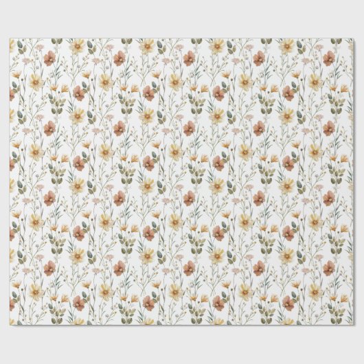 Boho Watercolor Wildflower Geschenkpapier (Flach)